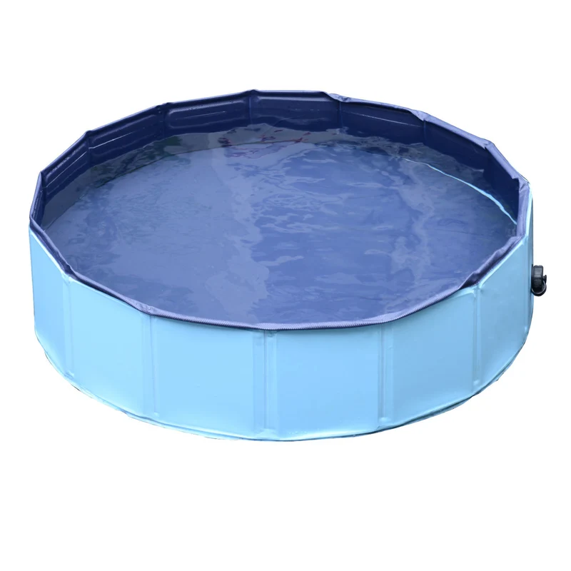 Opvouwbaar blauw hondenzwembad – Ø 120 x 30 cm, ideaal voor warme dagen