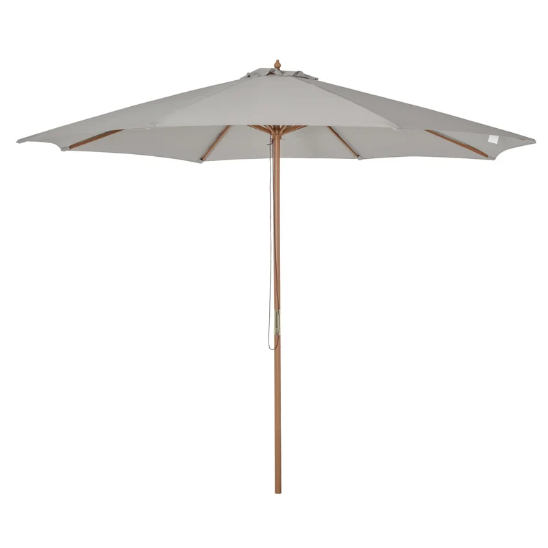 Stijlvolle houten tuinparasol – grijs, 3 x 2,5 m met verstelbare kantelfunctie