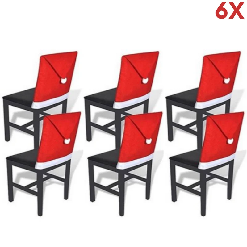 Set van 6 rode kerst stoelhoezen – 48x60 cm, sfeervolle kerstdecoratie