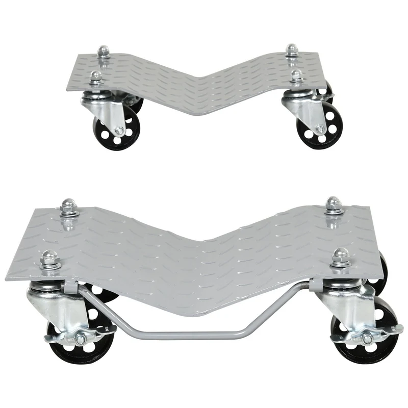Set van 2 grijze metalen automovers – 450 kg draagvermogen per stuk