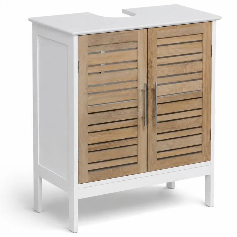 Wastafelonderkast wit-eiken 70x60x30 cm – Compact badkamermeubel met natuurlijke uitstraling