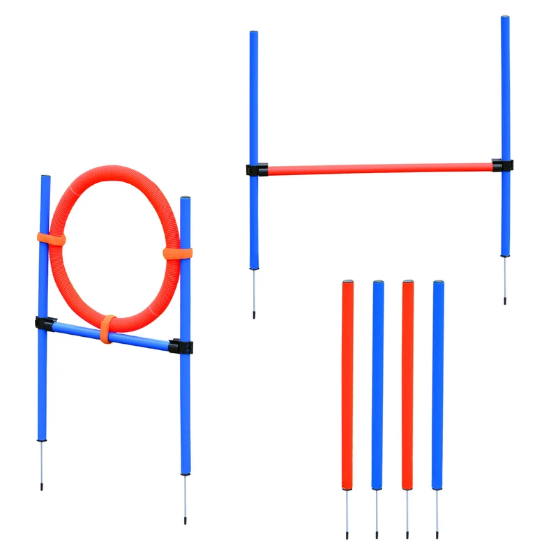 Honden agility set rood/blauw – perfect voor behendigheidstraining en hondenactiviteit