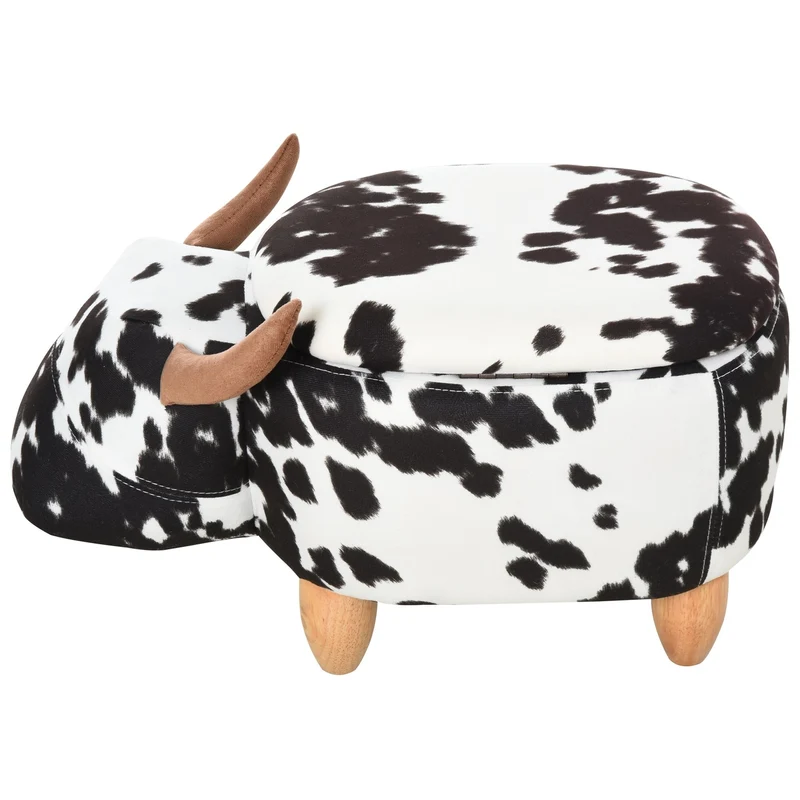 Zwart-witte poef met opbergruimte – 62x35x36 cm kinderstoel met multifunctioneel design