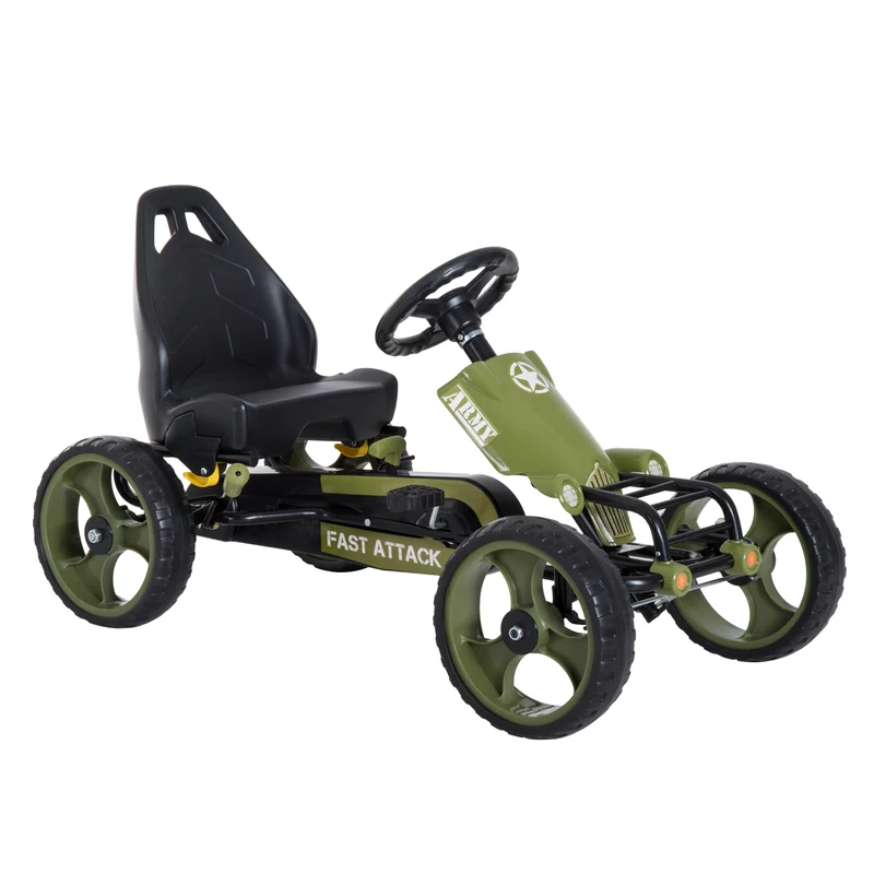 Groene skelter voor kinderen van 3-6 jaar – Stevige trapauto 105x54x61 cm voor buitenplezier
