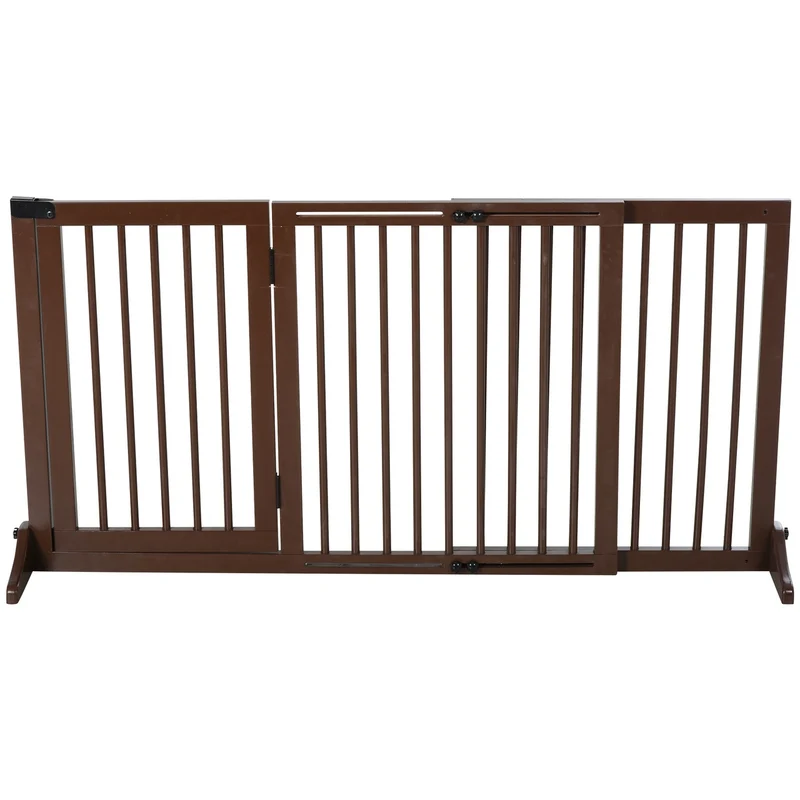 Verstelbaar bruin hondenhek 113–116 x 71 cm – Veilig voor trap of deur