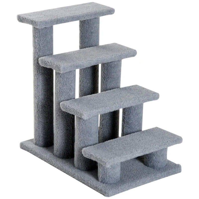 Grijs hondentrapje met antislip – 4 treden voor kleine huisdieren
