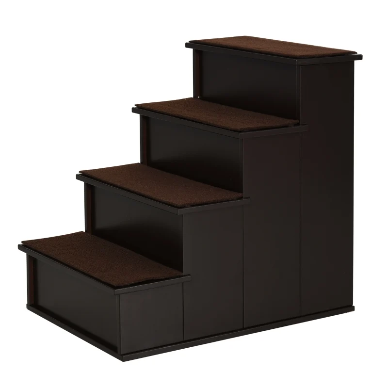 Opvouwbare hondentrap met 3 treden en opbergruimte – bruin – 40×59×54 cm