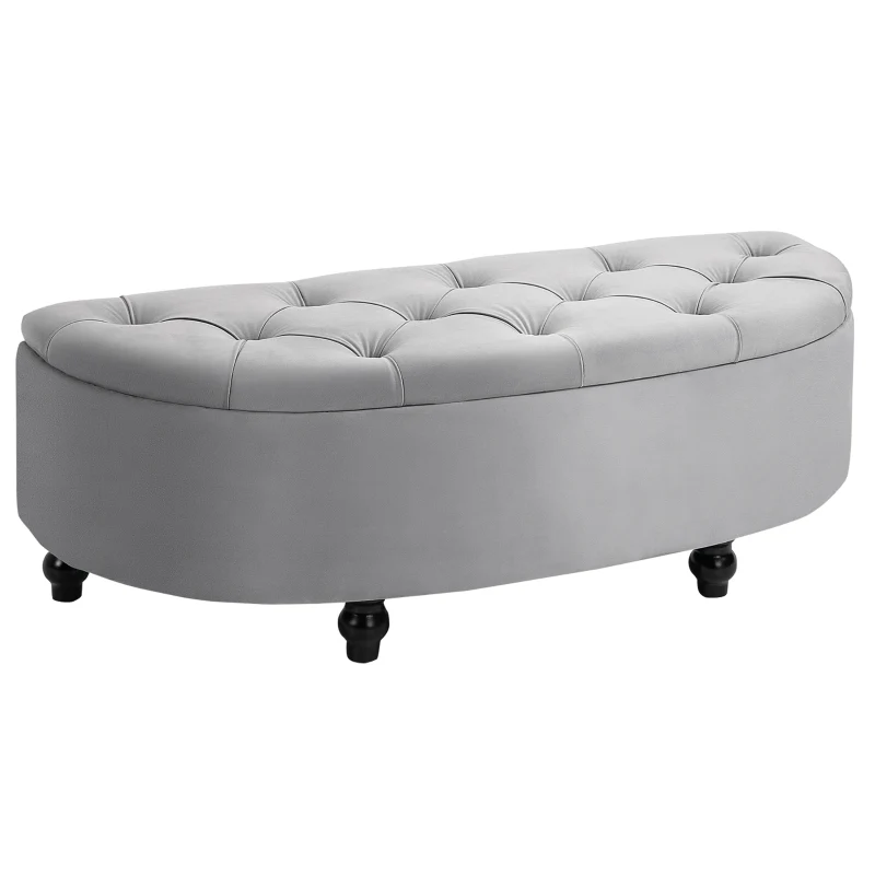 Hocker met opbergruimte en klapbaar deksel – grijs – 120×46×42 cm