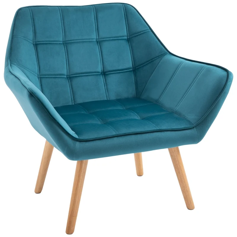 Scandinavische fauteuil met fluwelen bekleding – groen – 64×62×72,5 cm