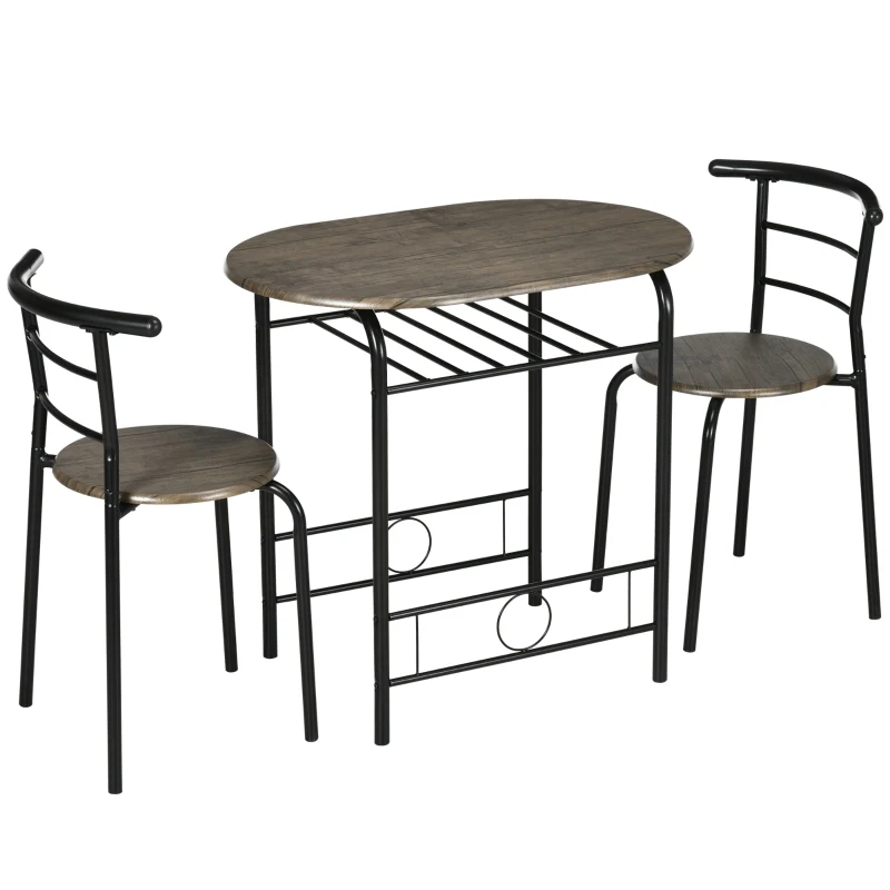 Compacte bistroset met opbergschap – zwart – 80×53×75 cm