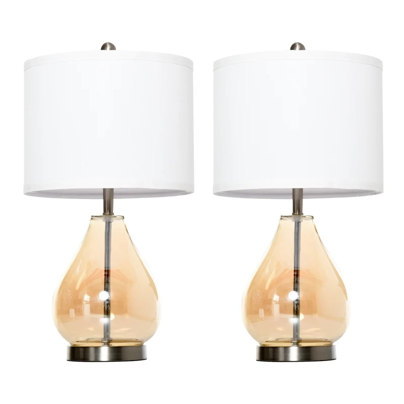 Tafellamp set van 2 met glazen kap – Ø30x56 cm - warme uiststraling