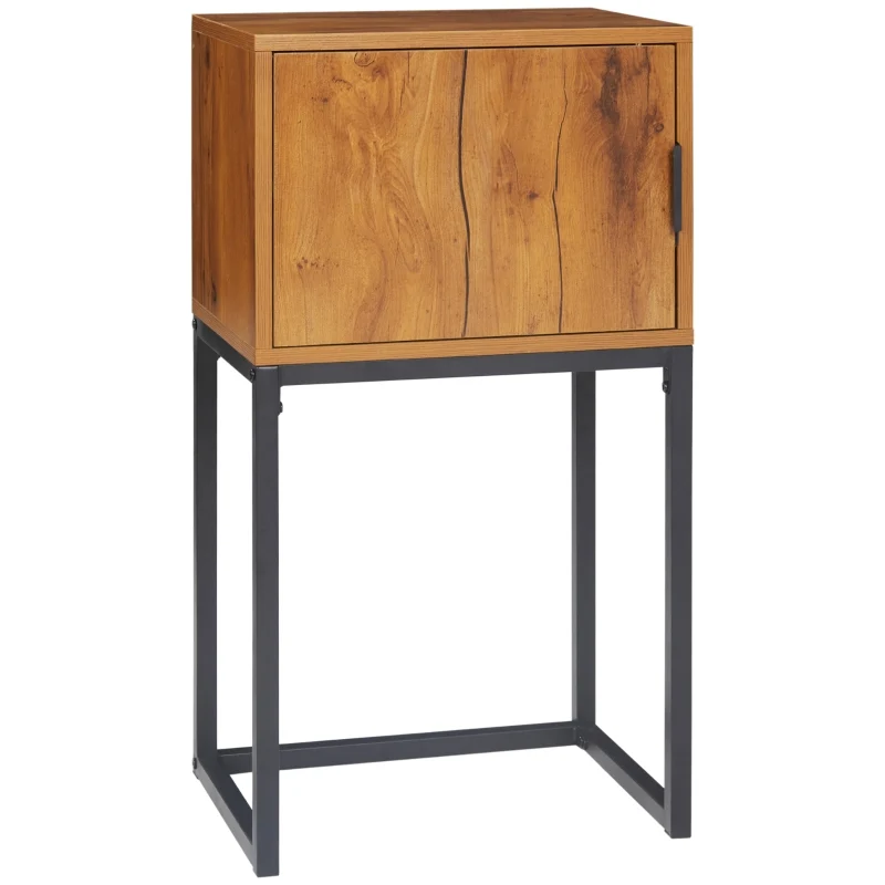 Industriële bijzettafel met lade en plank – bruin-zwart MDF