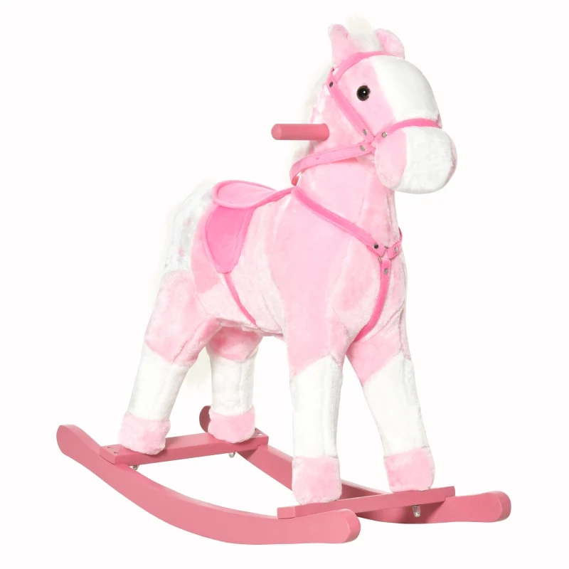 Speels roze schommelpaard hobbelpaard 74x28x65 cm voor kinderen
