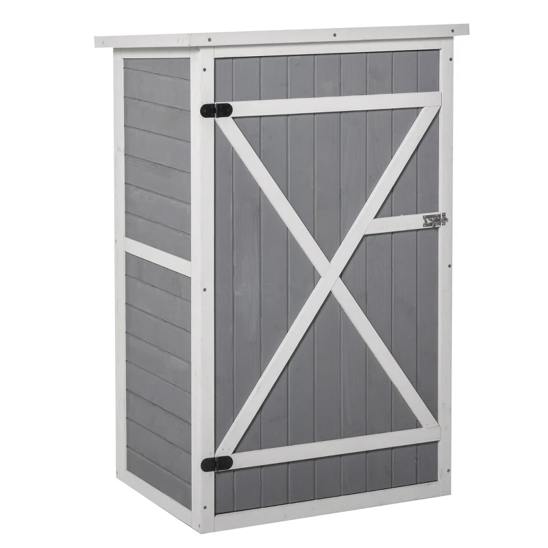 Grijs-witte houten tuinkast 75x56x115 cm voor compacte en stijlvolle tuinopslag
