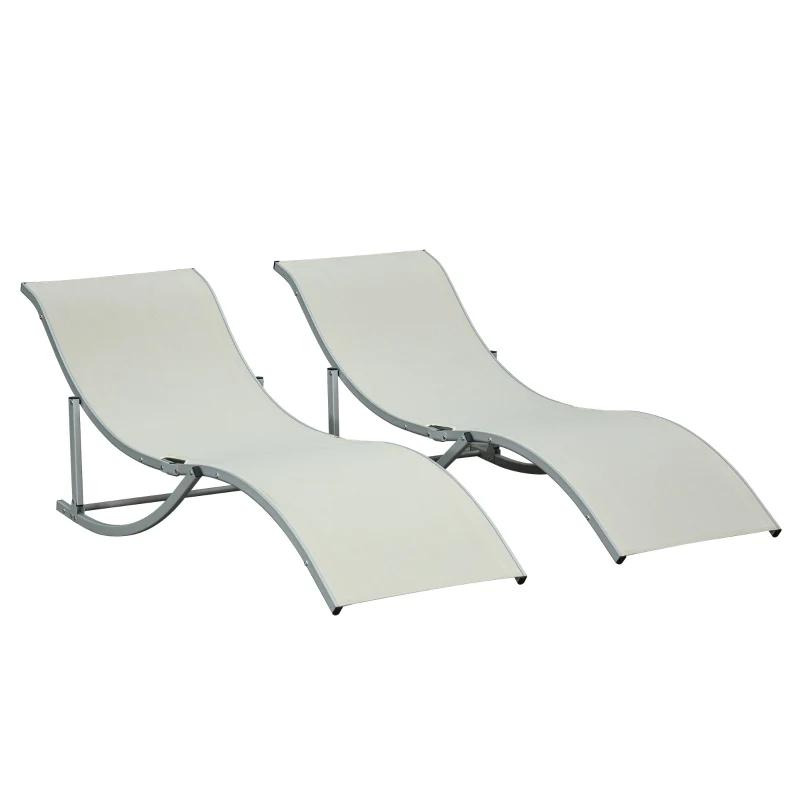 Set van 2 ligbedden aluminium beige 165x61x63 cm voor stijlvol comfort buiten