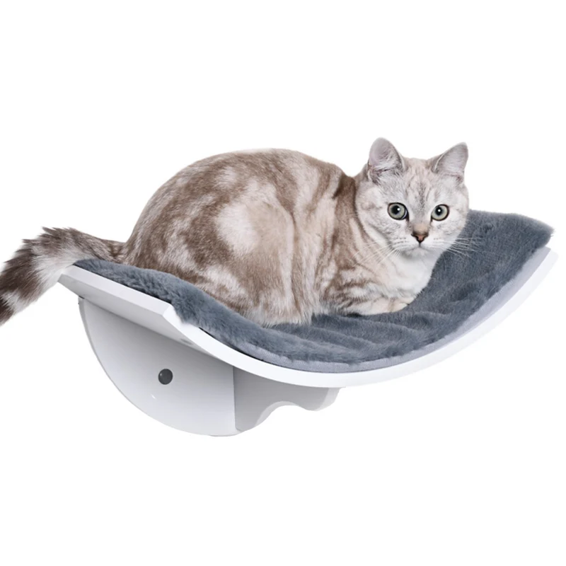 Wit MDF kattenbed met wandmontage en wasbare kussen voor comfortabel kattenplezier