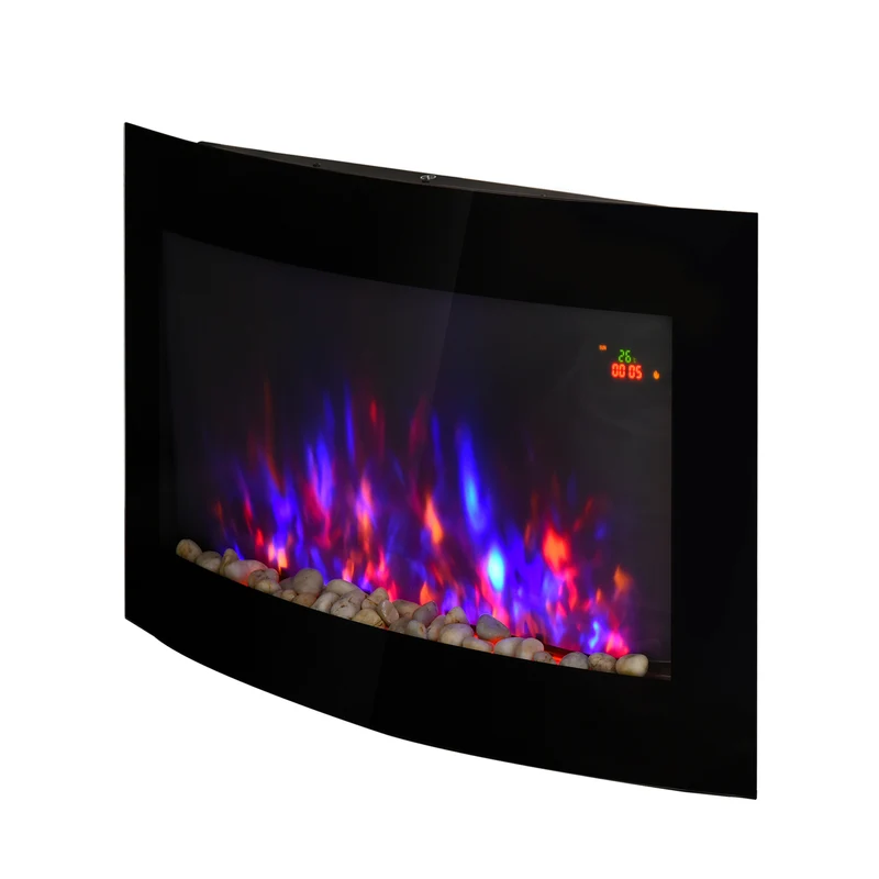Elektrische wandhaard 1800 W zwart met afstandsbediening voor comfortabele warmte en stijl