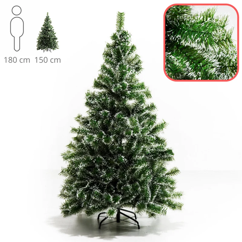 Kunstkerstboom van 150 cm met sneeuw – volle boom van 150x75 cm voor een winterse sfeer