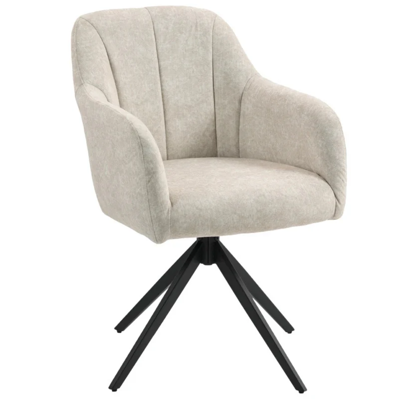 Beige gestoffeerde draaistoel met 360° draaibasis