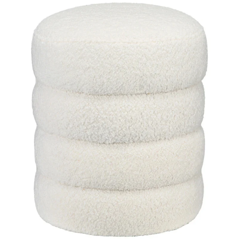 Comfortabel wit rond voetenbankje met modern design 40x45 cm