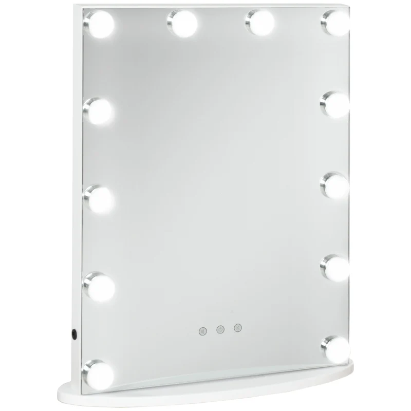 Praktische make-up spiegel wit met verlichting 42x14x51 cm voor thuis