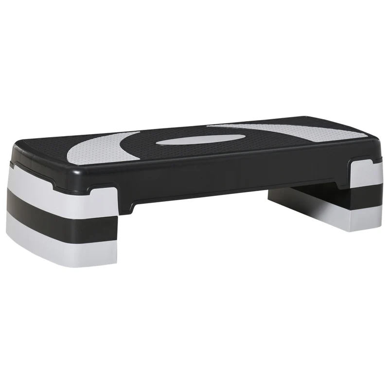 Functionele verstelbare aerobic step zwart-grijs 80x31x20 cm voor fitness