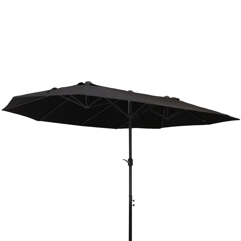 Grote dubbele parasol 460x270 cm zwart – Met handslinger voor moeiteloze bediening