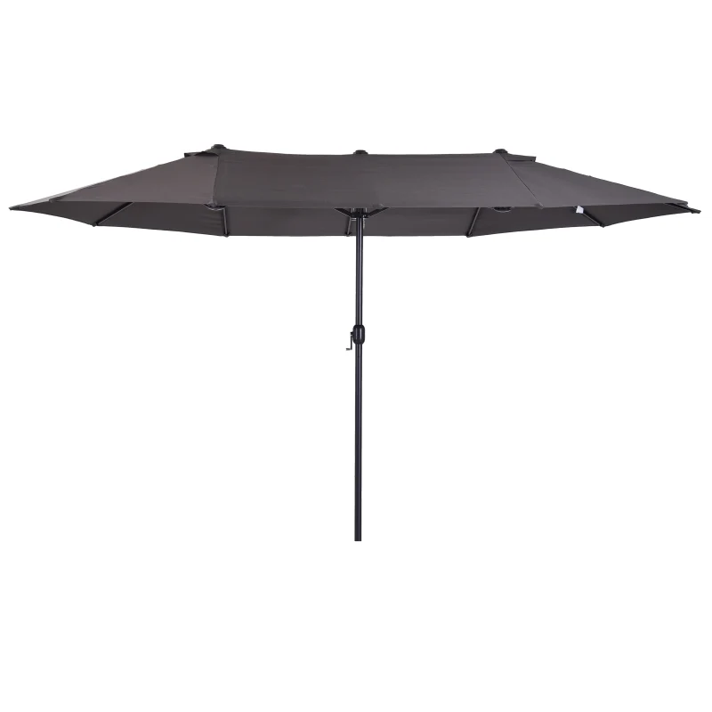 Grote dubbele parasol 460x270 cm grijs – Met handslinger voor moeiteloze bediening