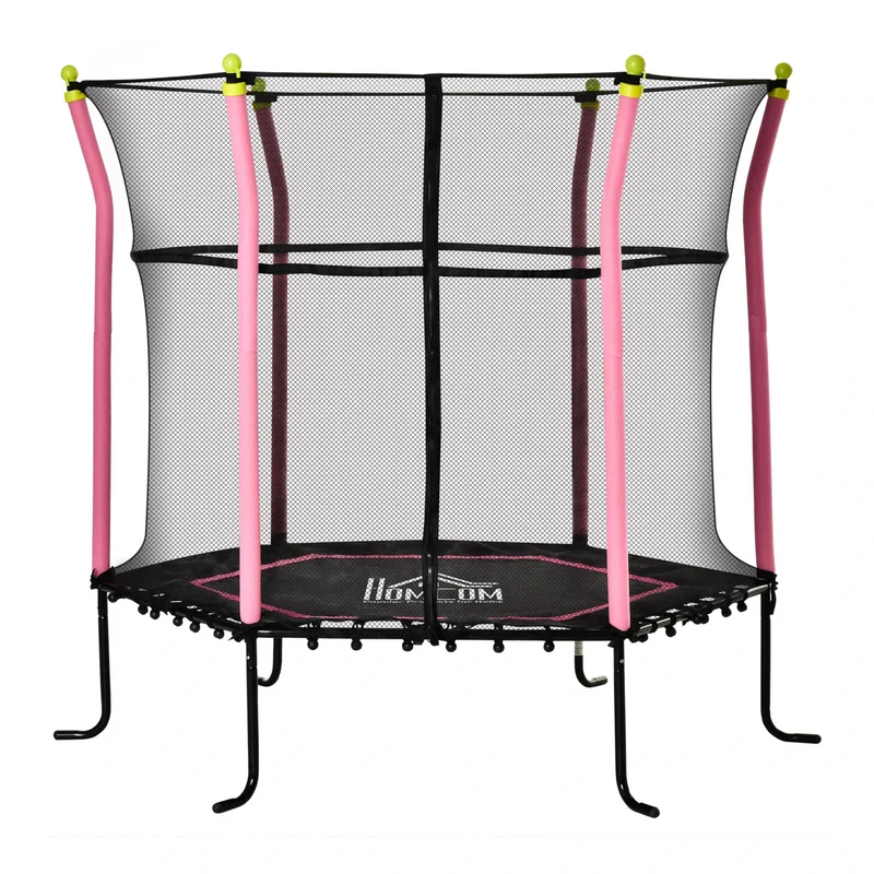 Roze kindertrampoline ø162 cm met veiligheidsnet en stevige constructie