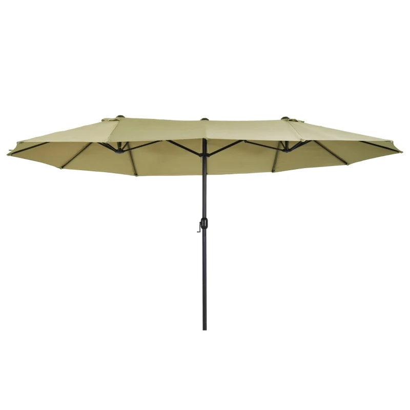 Grote dubbele parasol 460x270 cm lichtbruin – Met handslinger voor moeiteloze bediening