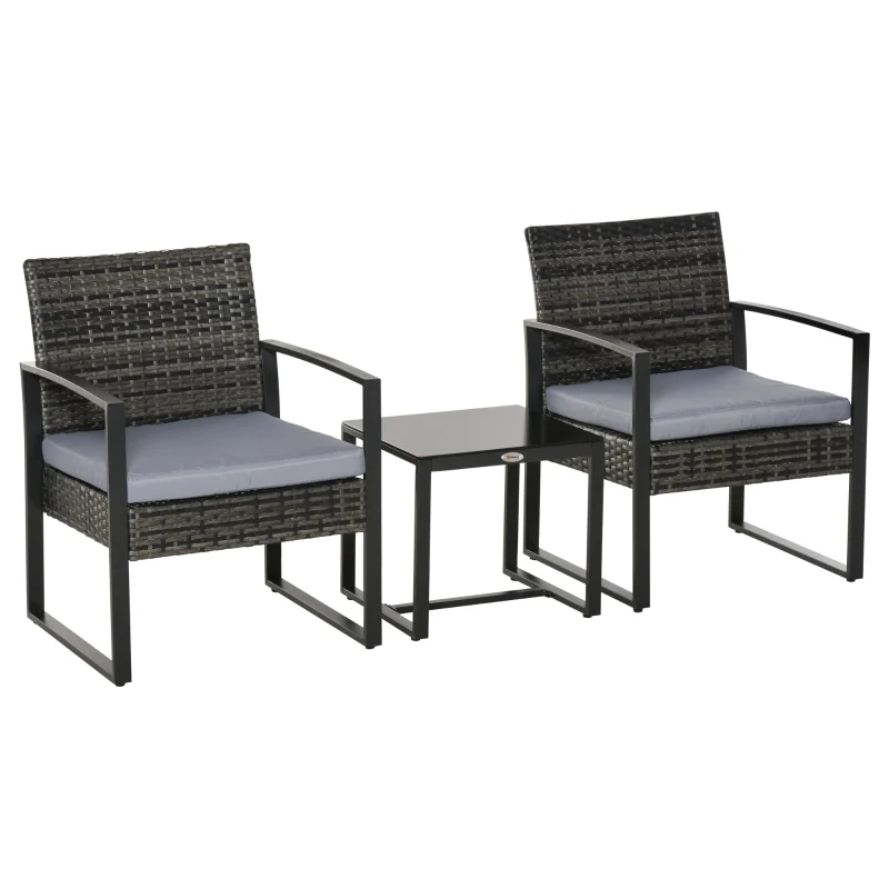 Stijlvolle tuinset 3-delig rotan grijs crème met comfortabele kussens en tafel