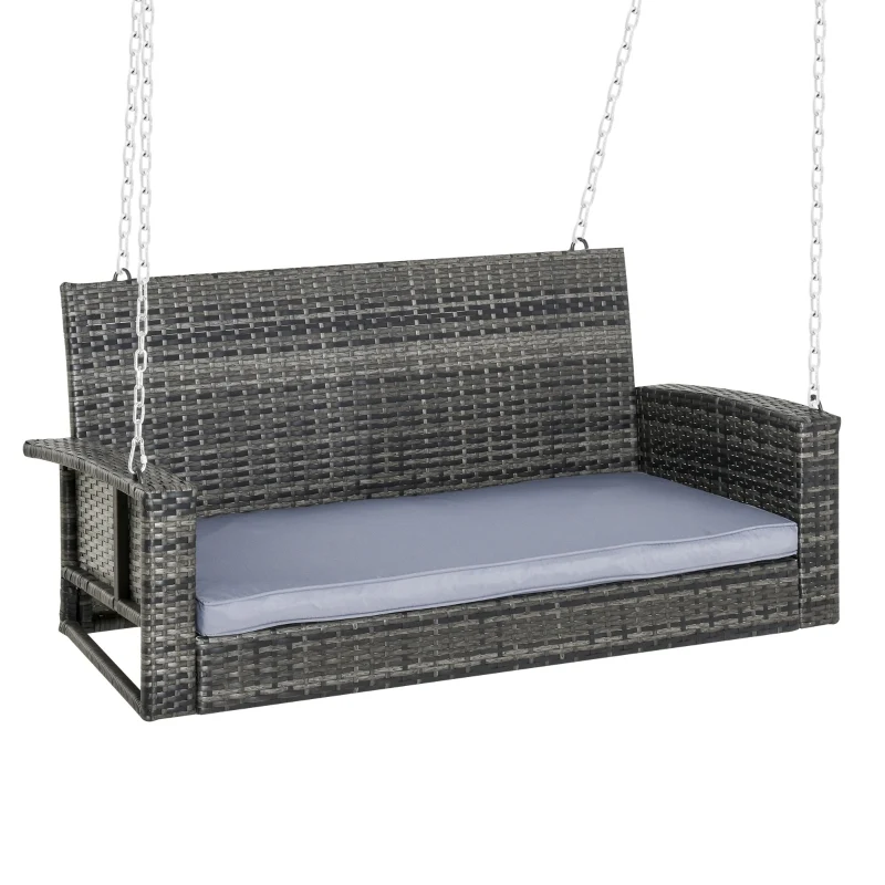 2-zits hangbank en schommelbank 127x58x60 cm – ontspanning voor tuin en terras