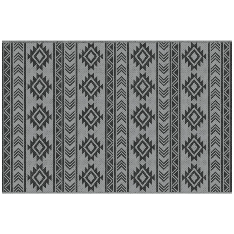 Waterdicht buitentapijt zwart-grijs 182x274 cm – stijlvol en weerbestendig