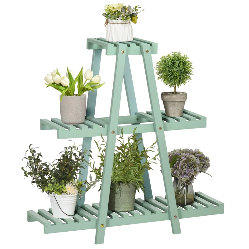 3-etages plantenstandaard limoengroen 76x26x76 cm – praktisch en kleurrijk design