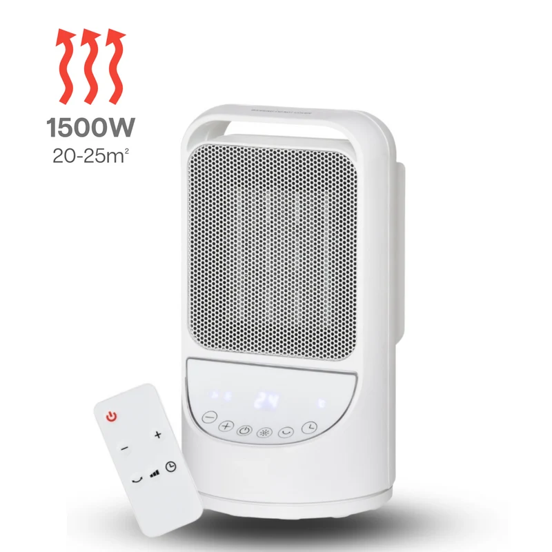Keramische kachel 1500W wit zwart – met afstandsbediening en Regelbare thermostaat