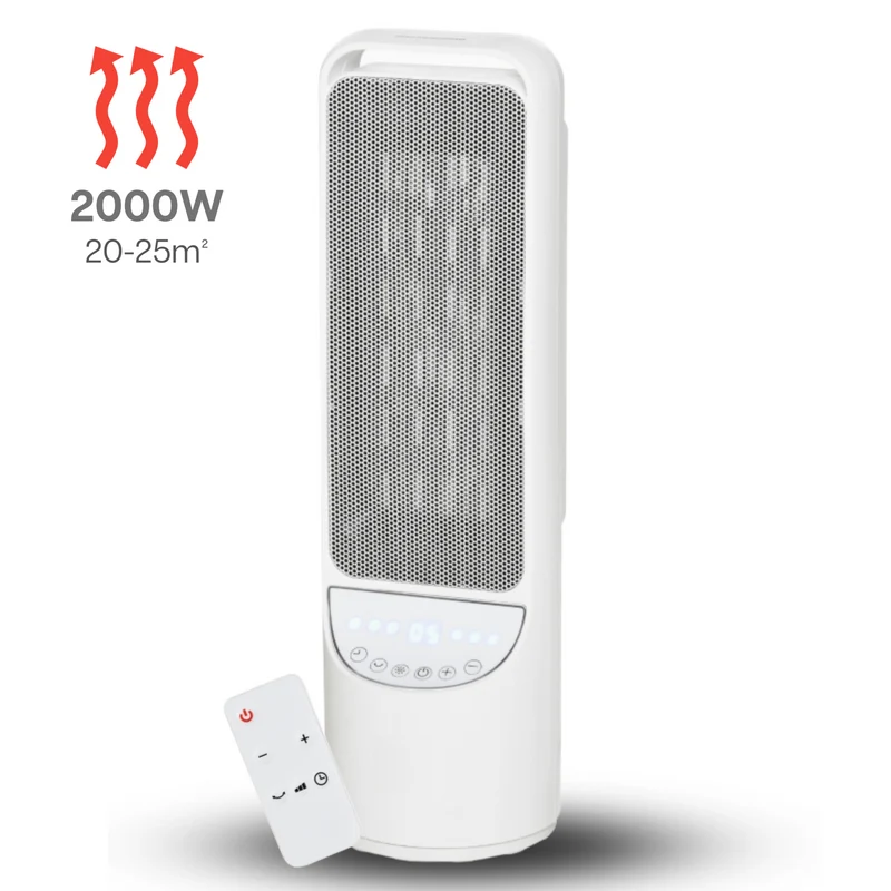 Keramische kachel 2000W wit zwart – met afstandsbediening en Regelbare thermostaat