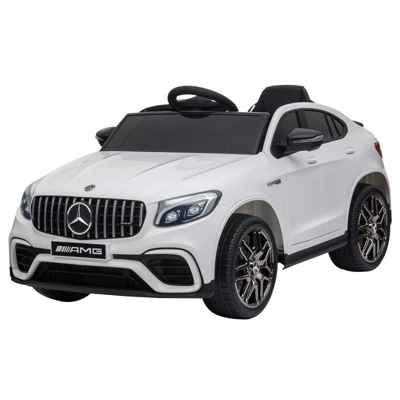 Witte elektrische kinderauto AMG – met afstandsbediening en muziekfuncties