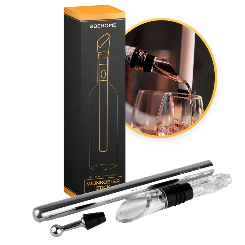 2BEHOME Luxe Wijnkoeler stick - Inclusief Schenktuit & Wijnstopper - Wijnkoeler staaf