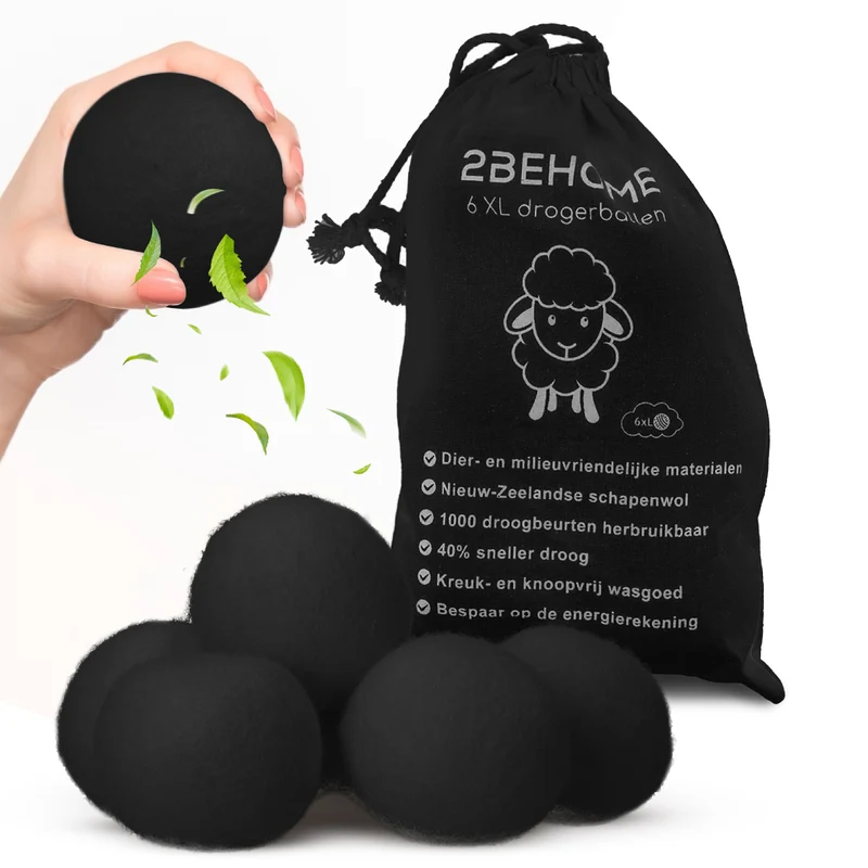 2BEHOME 6XL Drogerballen Voor Wasdrogers - Wasdrogerballen - Zwart