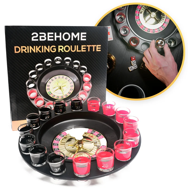 2BEHOME Luxe Drankspel Roulette Incl. 16 shotglaasjes - Drank spelletjes - Spelletjes voor volwassenen