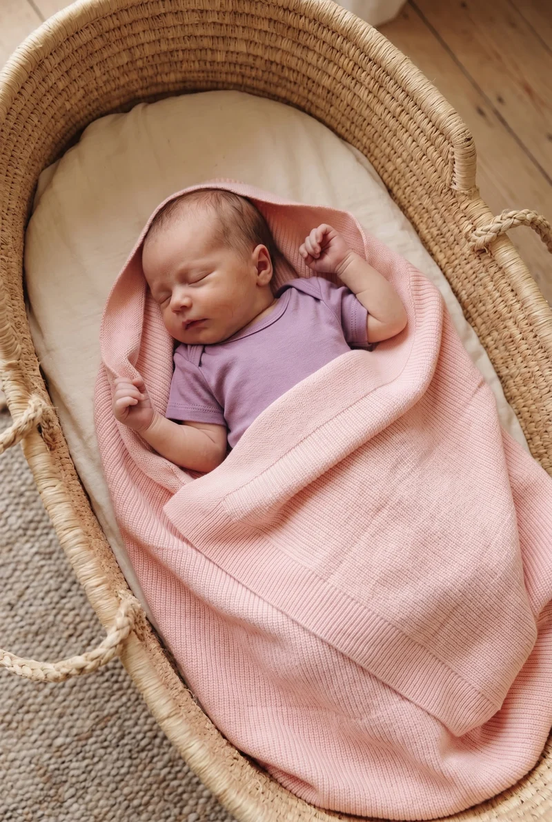 Wollen Babydeken / Kinderdeken Gebreid - Merinowol - Powder Puff