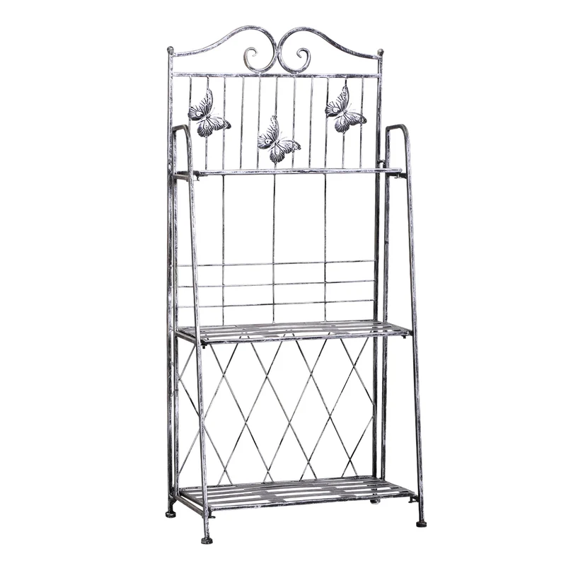 Metalen Plantenstandaard 4 Niveaus licht Grijs 44x25x96 cm