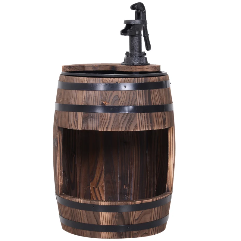 Houten Tuinfontein Ø32x58,5 cm met Waterfontein