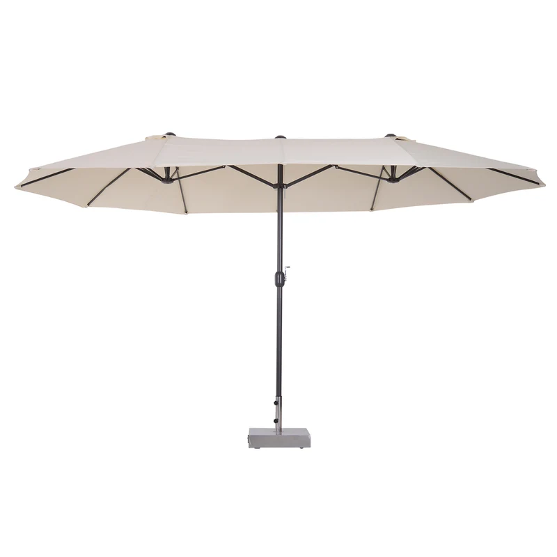 Grote dubbele parasol 460x270 cm beige – Met handslinger voor moeiteloze bediening