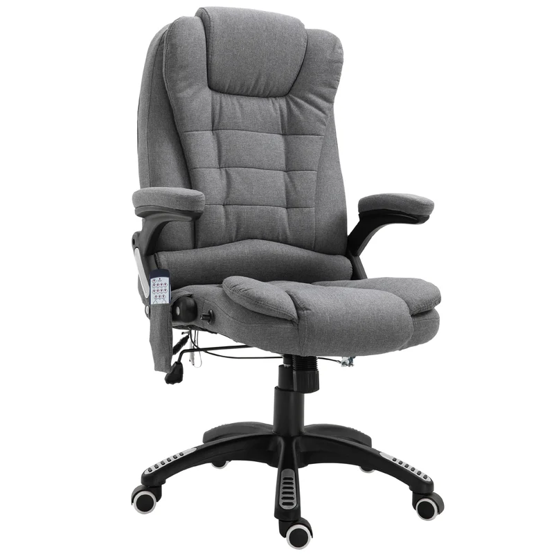 Ergonomische grijze bureaustoel met 6-punts massage en kantelfunctie