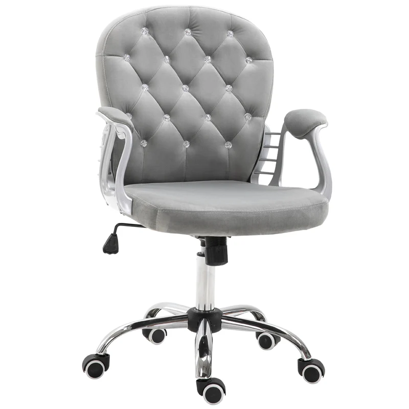 Comfortabele grijze bureaustoel met klassiek design