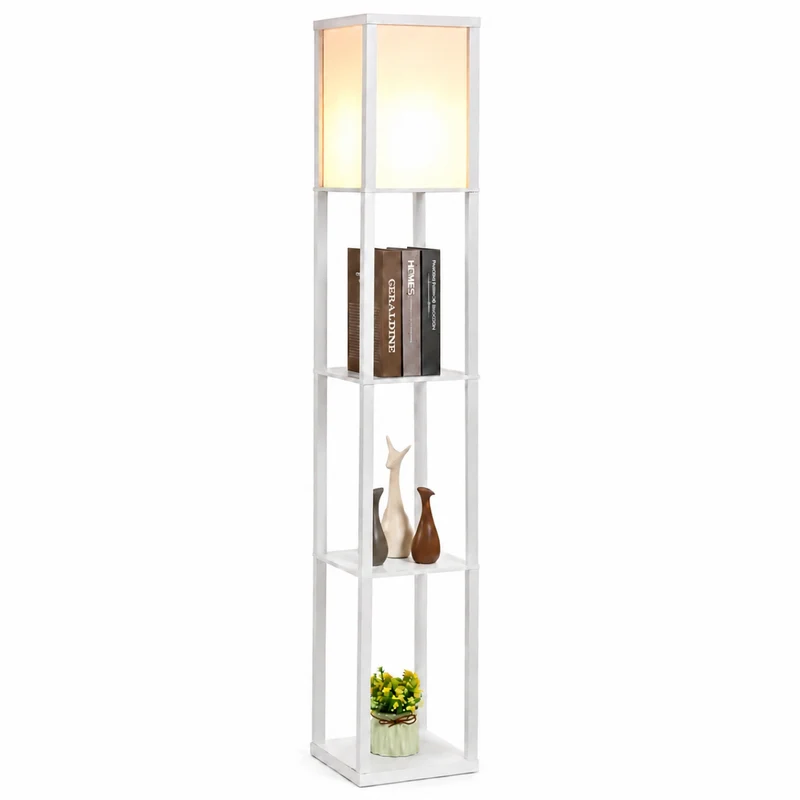 Multifunctionele witte vloerlamp met planken – 160 cm hoog