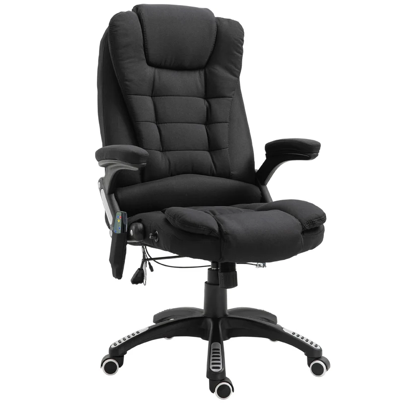 Zwarte bureaustoel met massagefunctie en ergonomisch design
