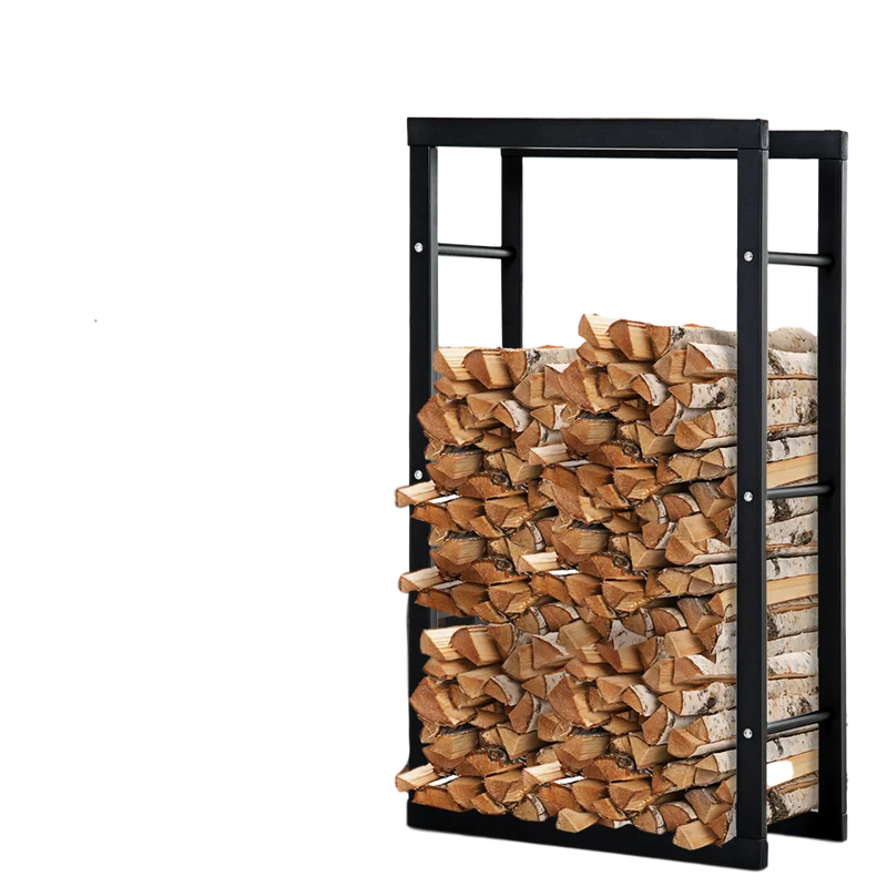 Zwarte haardhoutbak 100 cm breed – stabiele houtopslag voor binnen en buiten
