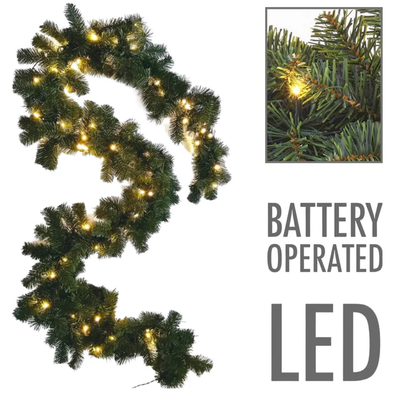 Guirlande met 30 LED's – 2,7 m kerstverlichting voor binnen en buiten